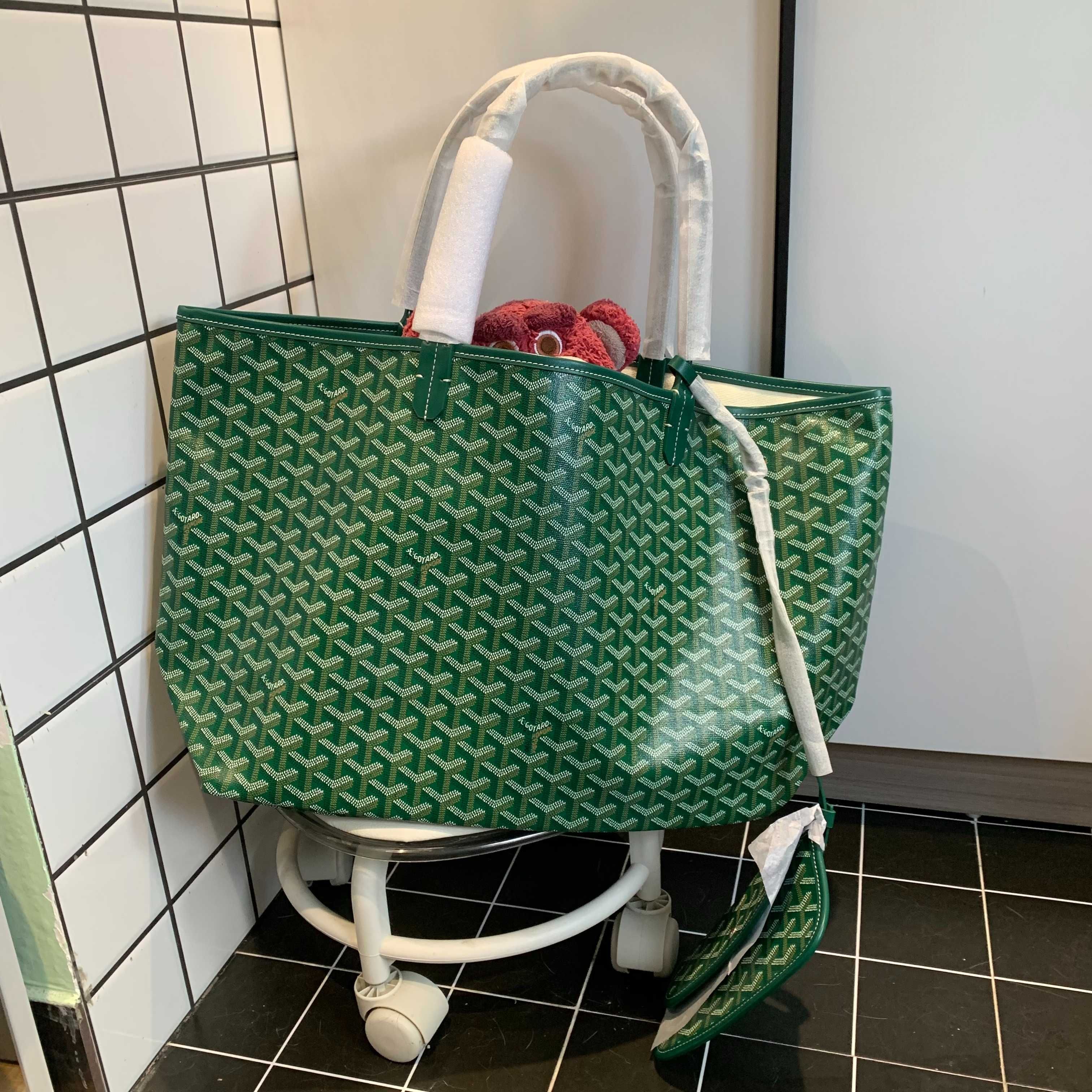 Goyard Saint Louis – Zielona Torba Shopper w Rozmiarze Średnim