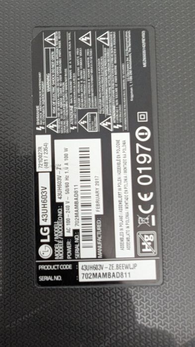 Продам телевизор LG 43 на запчасти