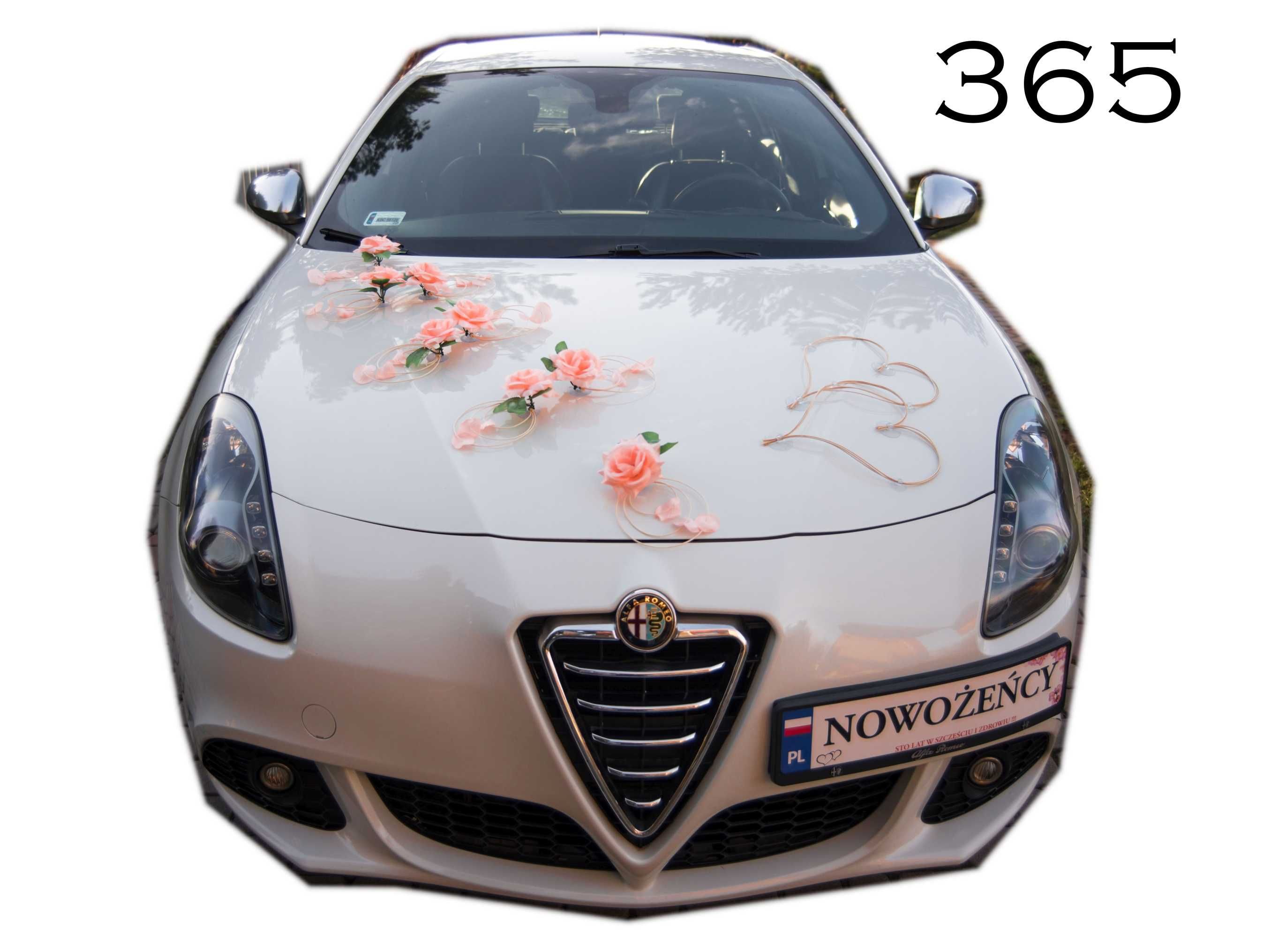 Łososiowa-Morelowa Dekoracja na samochód ślubny NOWA Nr 365