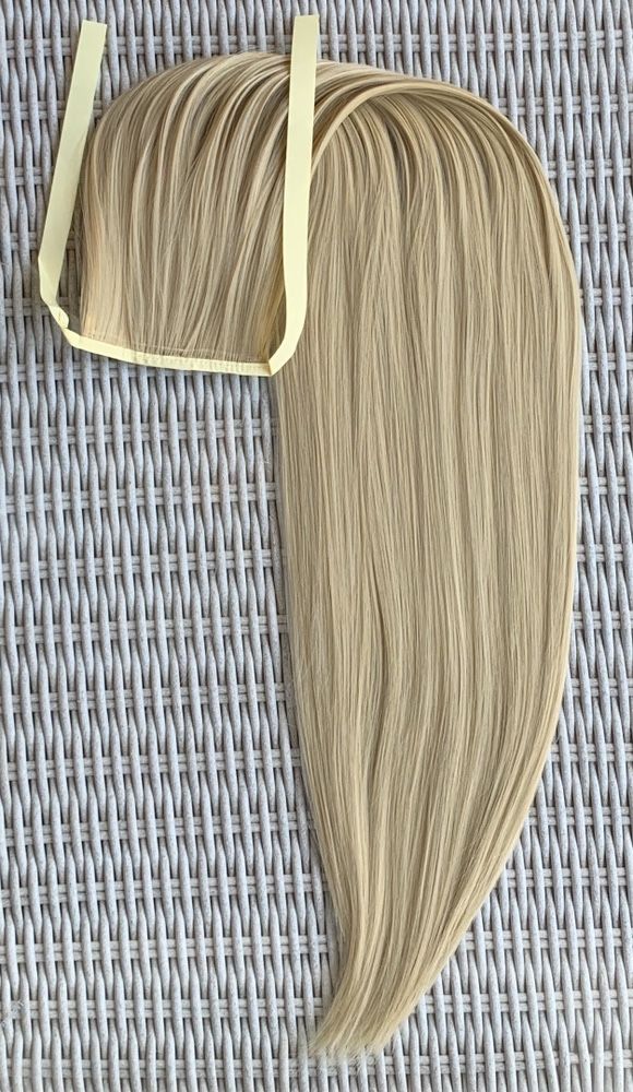 Mega długie włosy doczepiane, naturalny blond, kucyk, 85 cm ! ( 130 )