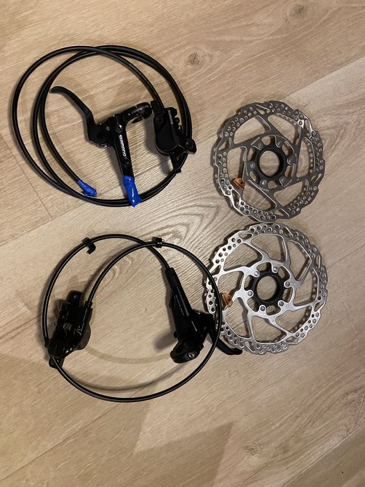 Komplet hamulce Shimano MT500 przod + tył + tarcze 180/160 + adapter
