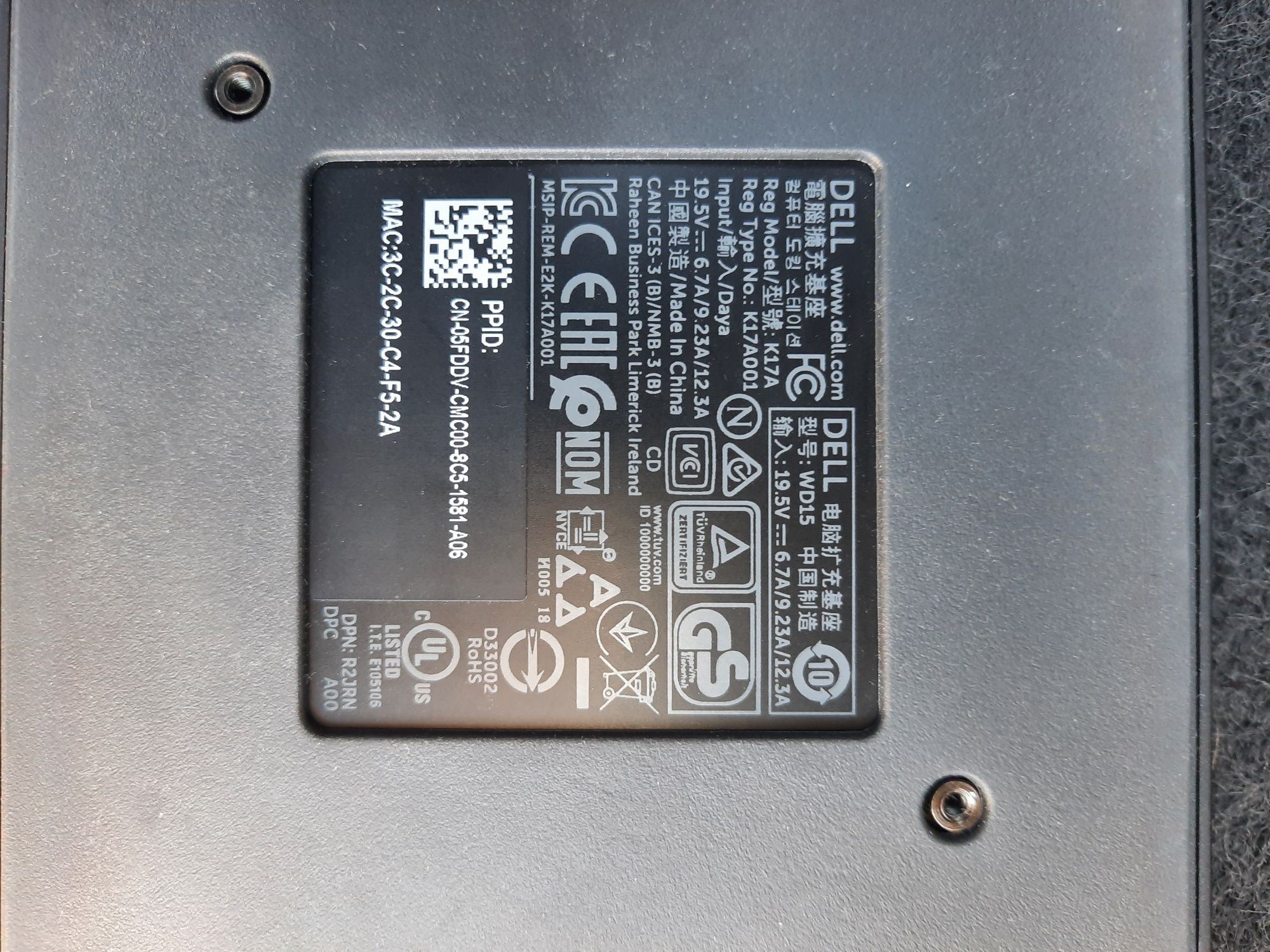 Stacja dokująca DELL K17A + zasilacz