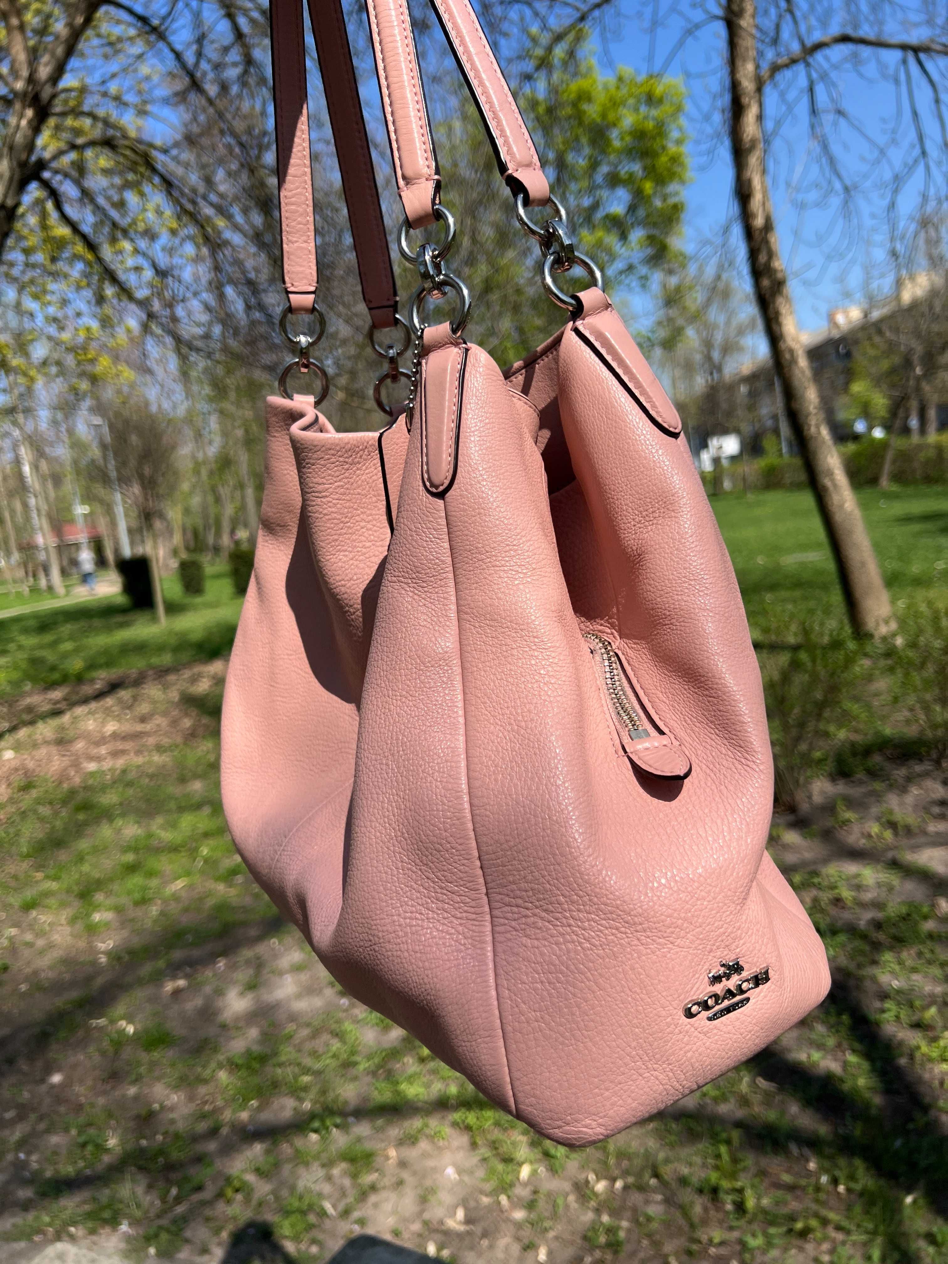 Сумка Coach Edie 31 Refined Pebble Leather Shoulder Bag Blush Рожева