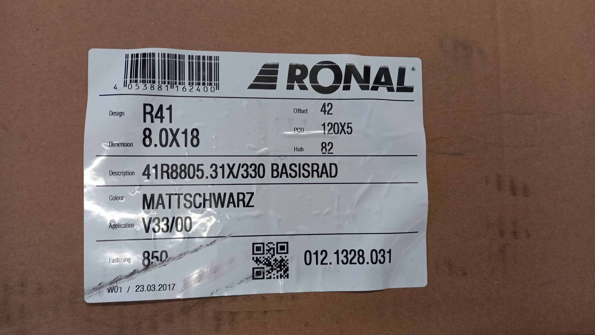 Nowe Felgi Czarny Mat Ronal R41 T5 ,T6 18" 8J ET 42 5x120 4 sztuki