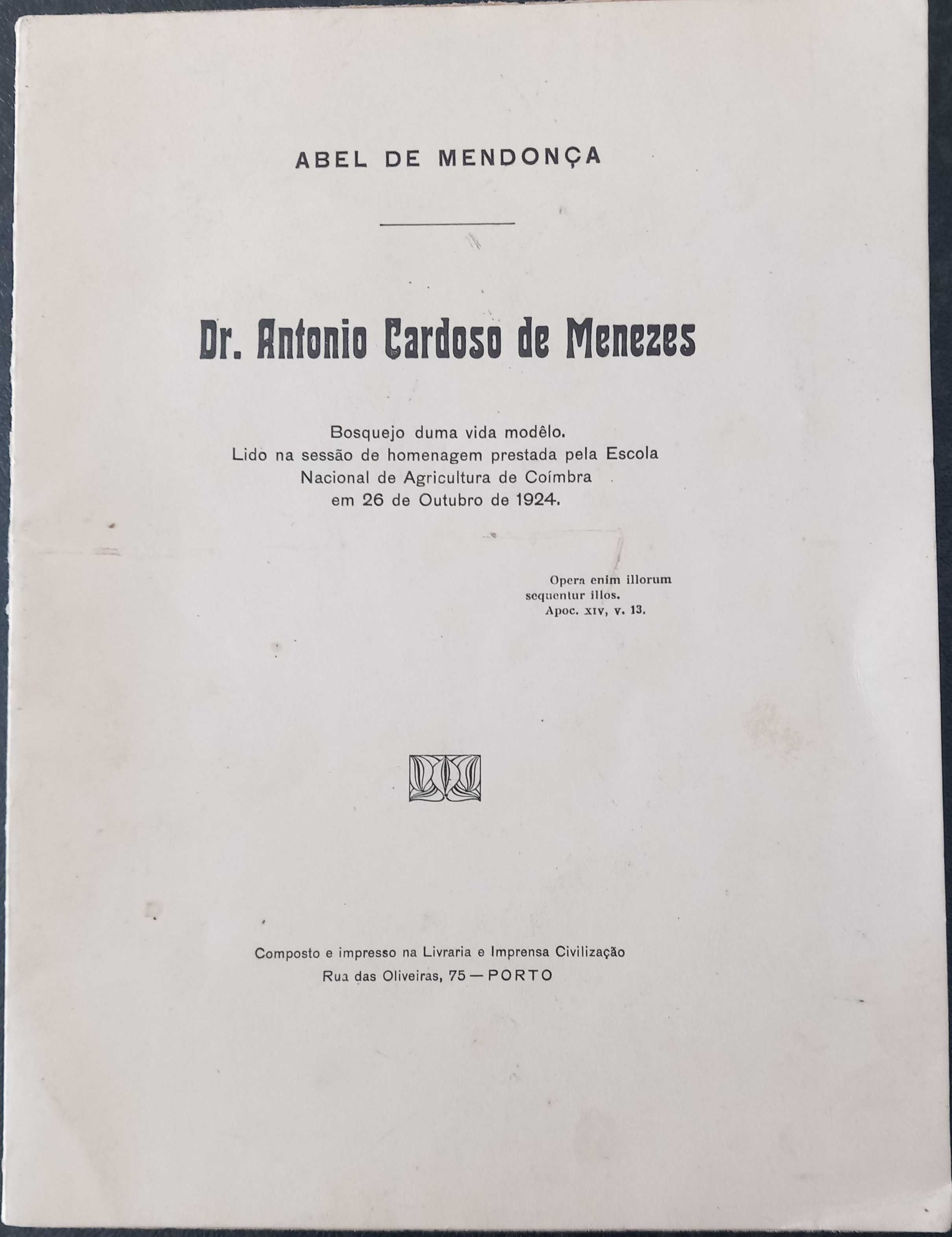 Abel de Mendonça- Dr. António de Menezes [Civilização; Porto. 1924]