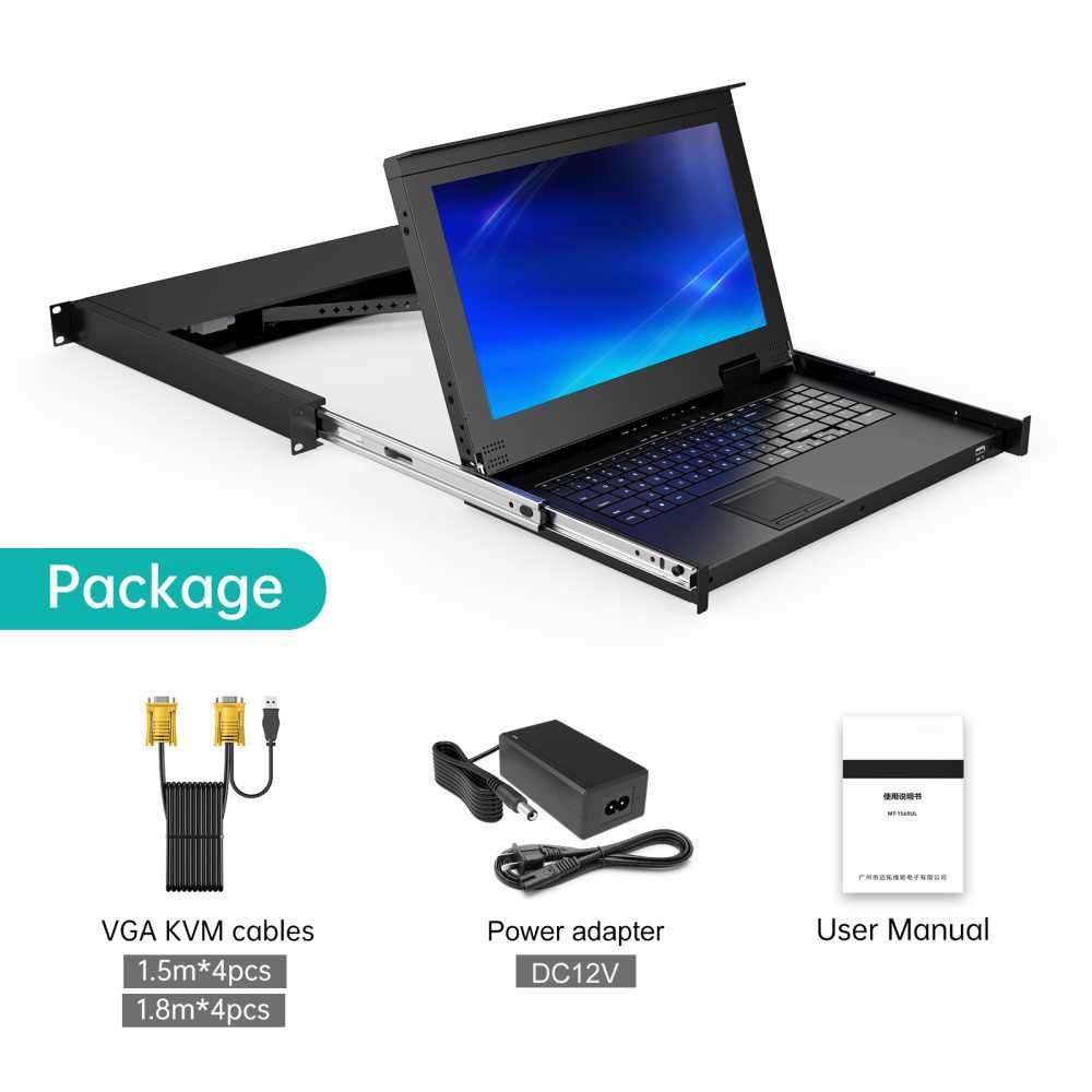 Konsola KVM VGA LCD 8 portów + monitor 15,6 cala