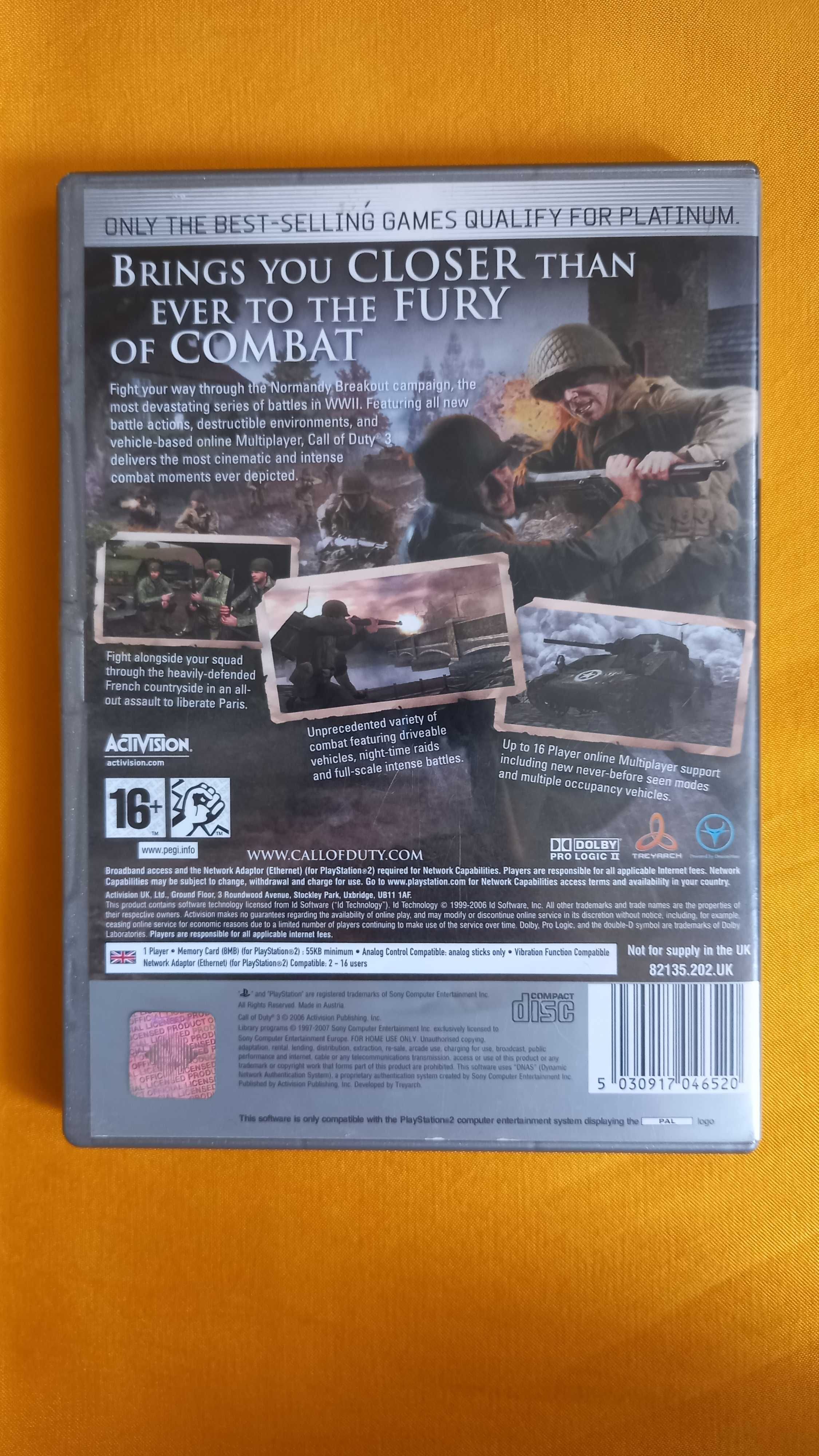 Gra Call of Duty 3 CoD 3 PS2 PlayStation 2
