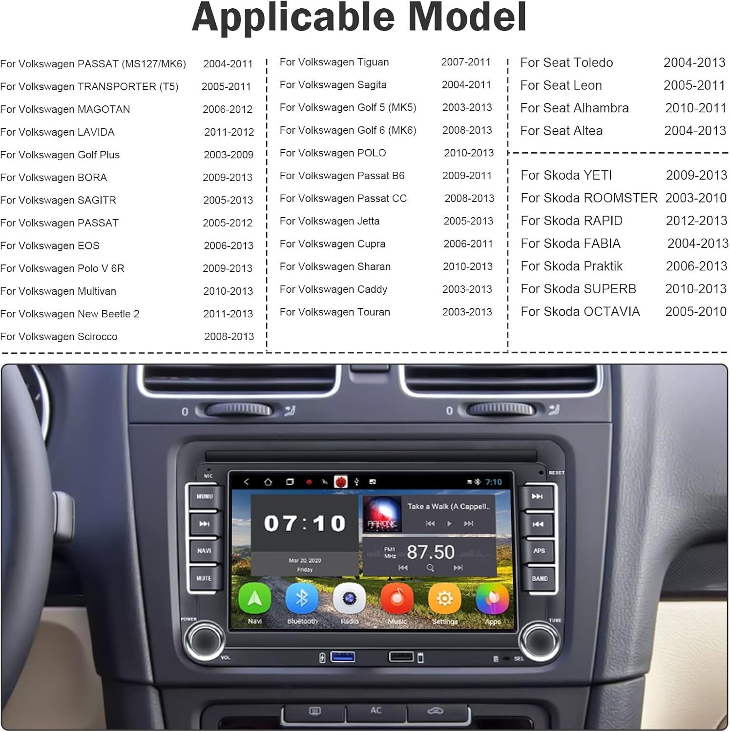 Hikity radio Android 2 DIN VW Passat Golf Skoda 7" GPS kamera

Hikity