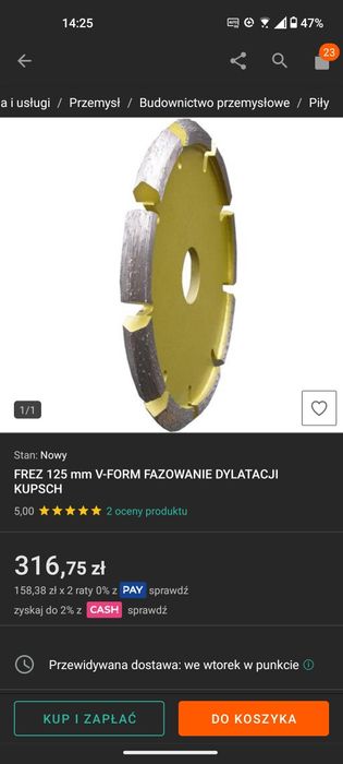 Asfalt Droga Tarcza V frez 125mm