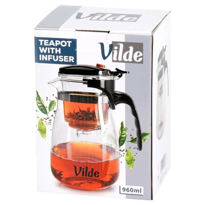 Dzbanek Szklany 960Ml Z Zaparzaczem Spustowym Do Herbaty Ziół 259416