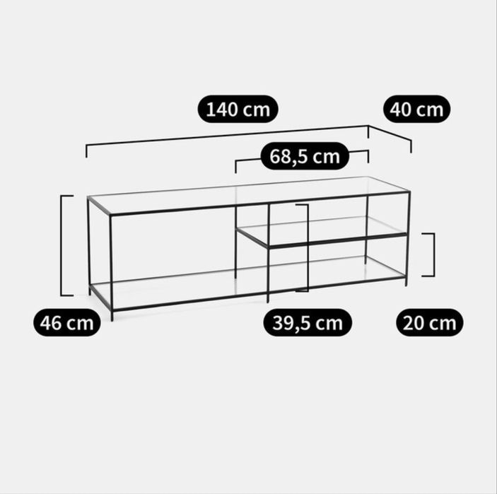Aparador de metal preto para TV La Redoute – como novo