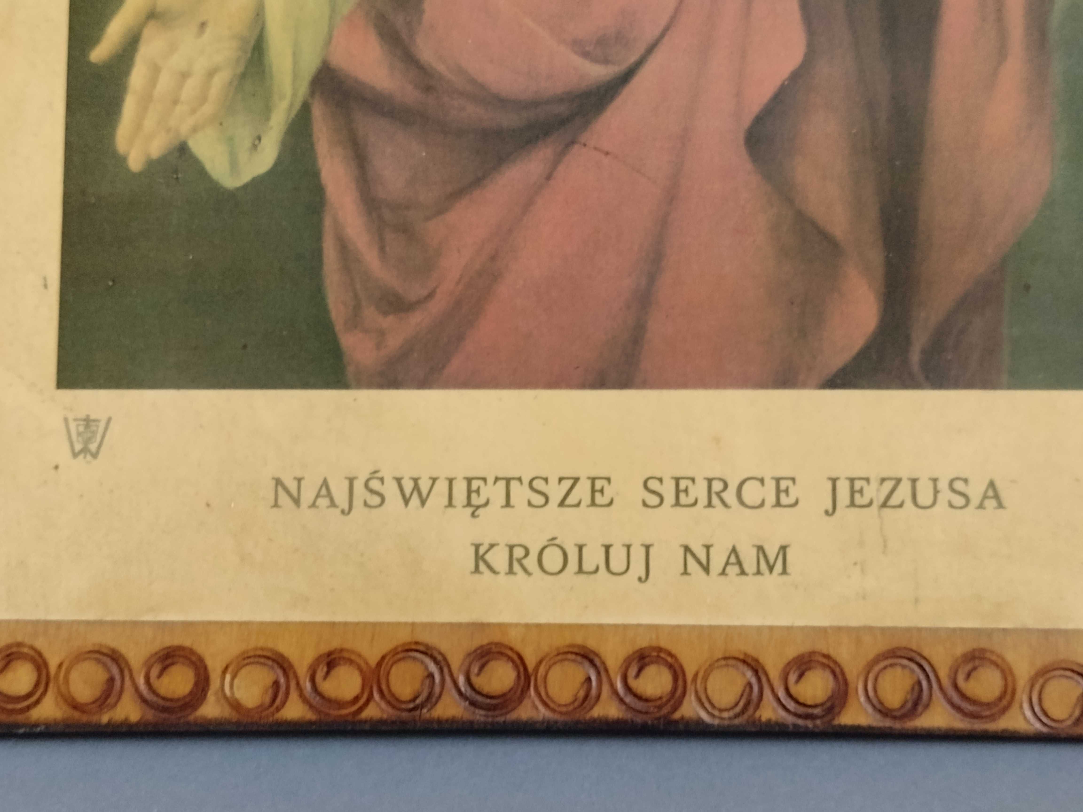 PRL- Stare Obrazki Religijne na Drewnie Rękodzieło ludowe