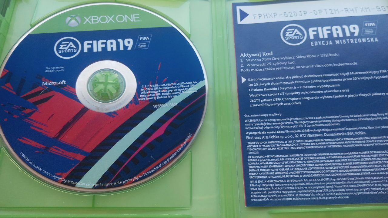 FIFA 19 edycja mistrzowska Xbox one gra na konsolę