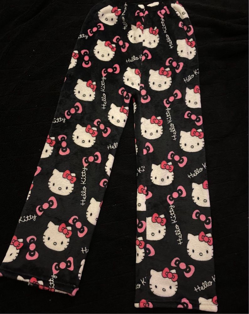 Плюшеві піжамні Штани Hello Kitty дитячі дорослі пижамные штаны китти