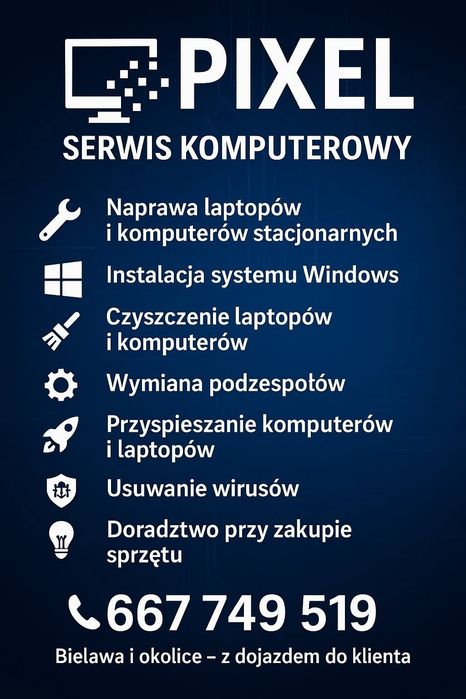 Serwis komputerowy "Pixel" - naprawa laptopów i PC Bielawa i okolice
