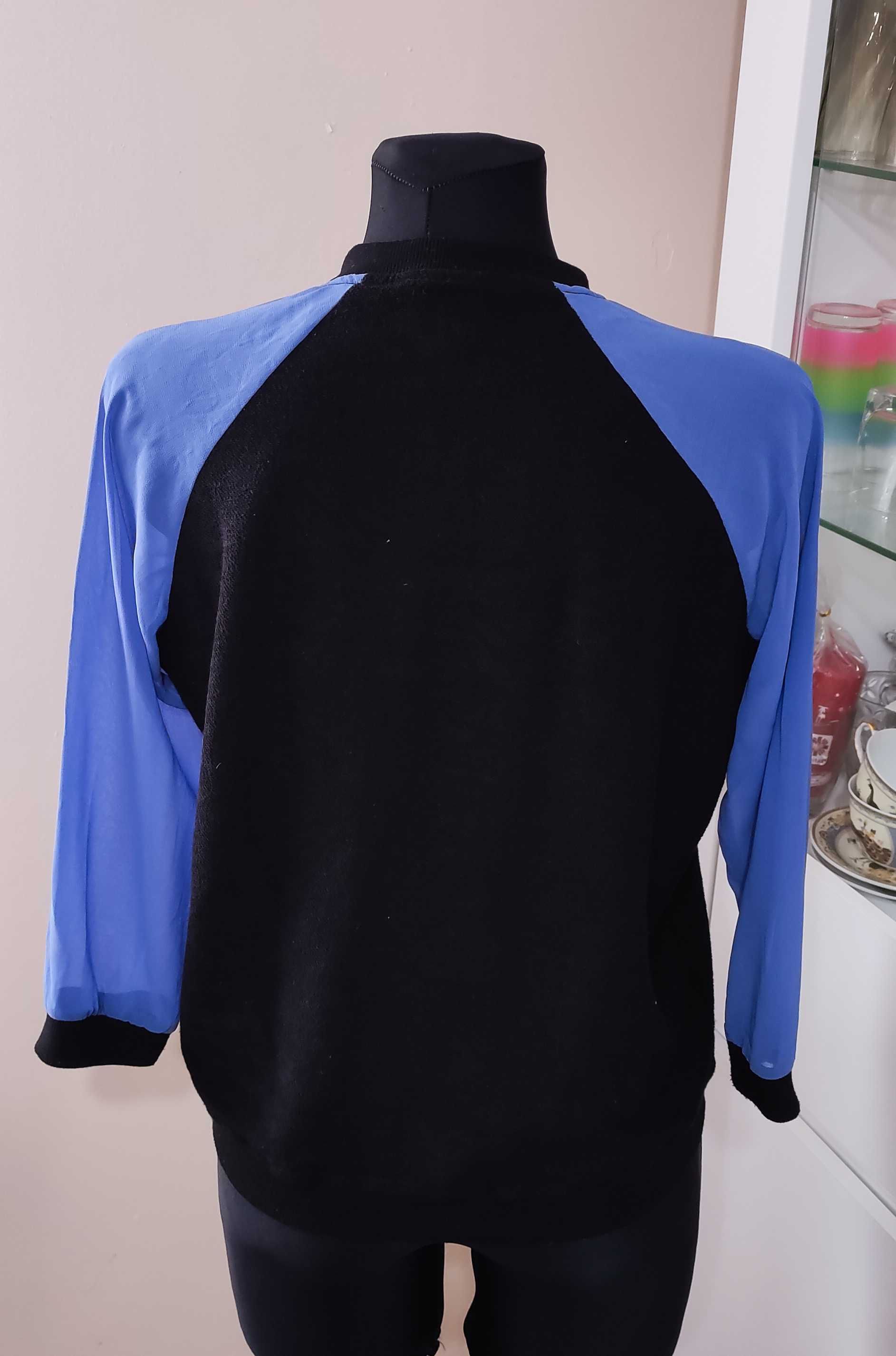 Bluza Sinsay bluzka sweterek czarna fiolet siateczka na suwak
