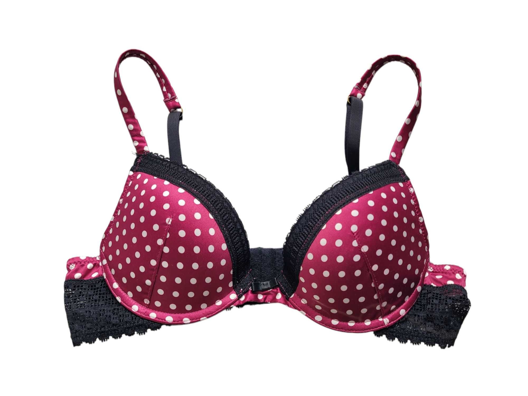 Stanik biustonosz pushup 70A H&M bielizna damska wzór w kropki