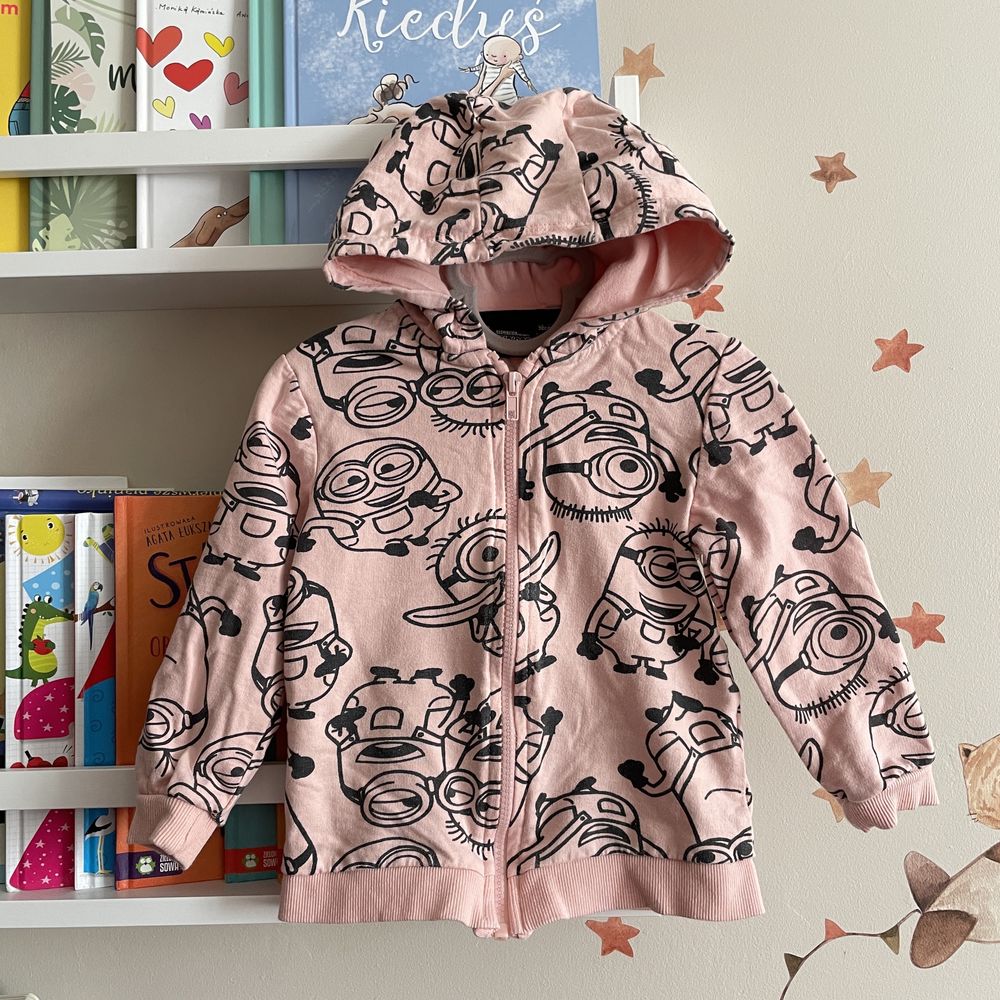 Bluza z kapturem zapinana Minionki 100% bawełna 98