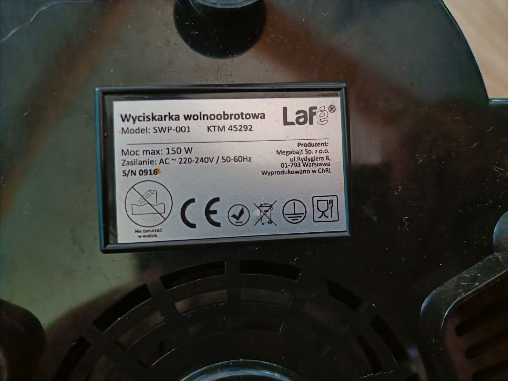 Wyciskarka wolnoobrotowa LAFE SWP-001