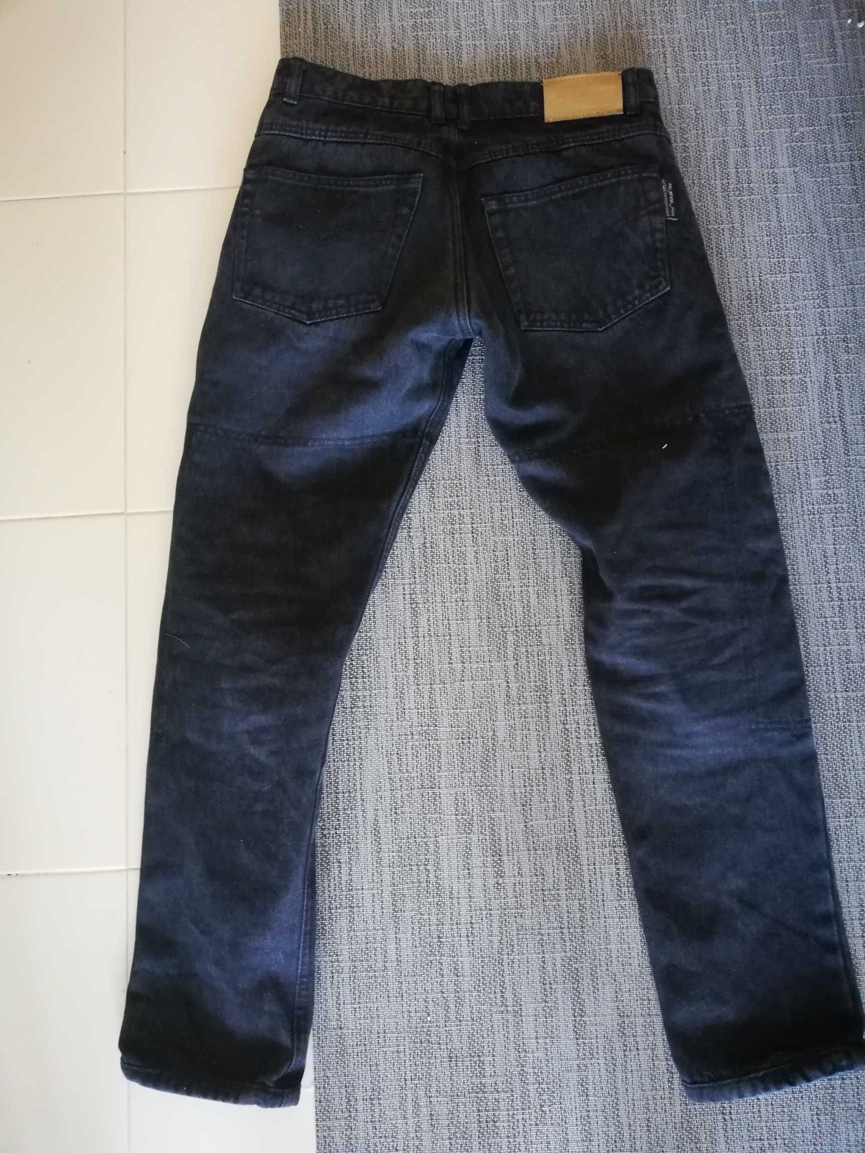 Calças moto ganga / jeans pretas marca Lovo Kevlar tamanho S / 28