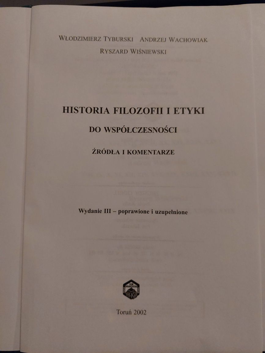 Historia Filozofii i Etyki do współczesności. Źródła i komentarze