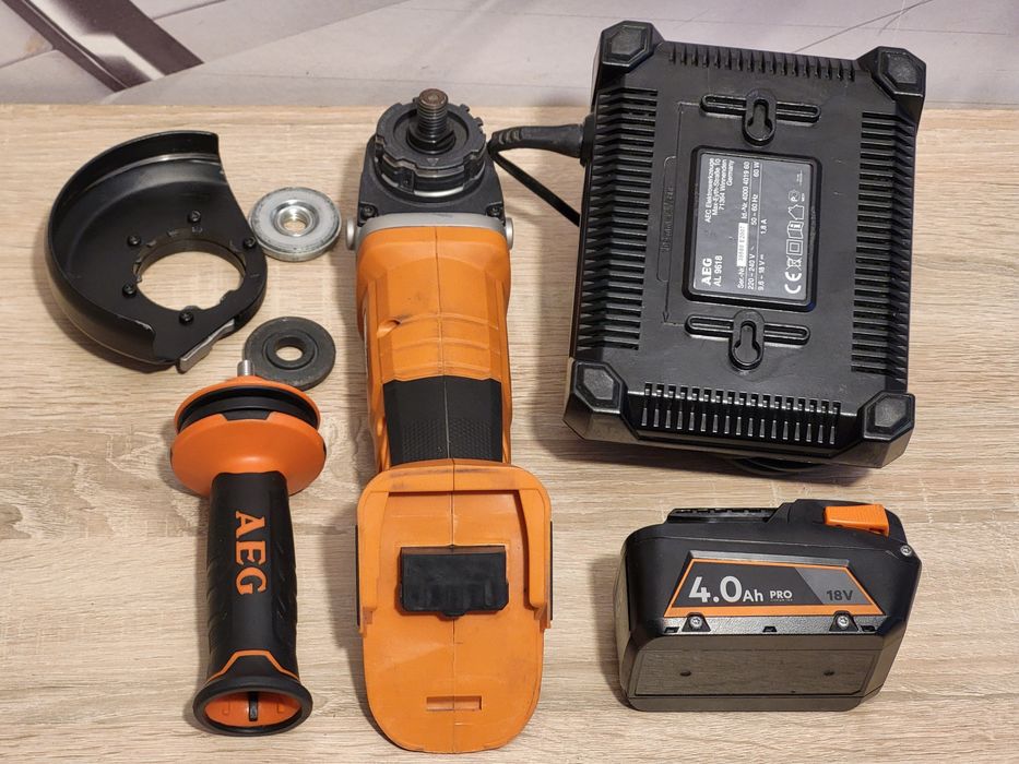 Szlifierka kątowa AEG BEWS 18 ładowarka AL9618 akumulator L1840S