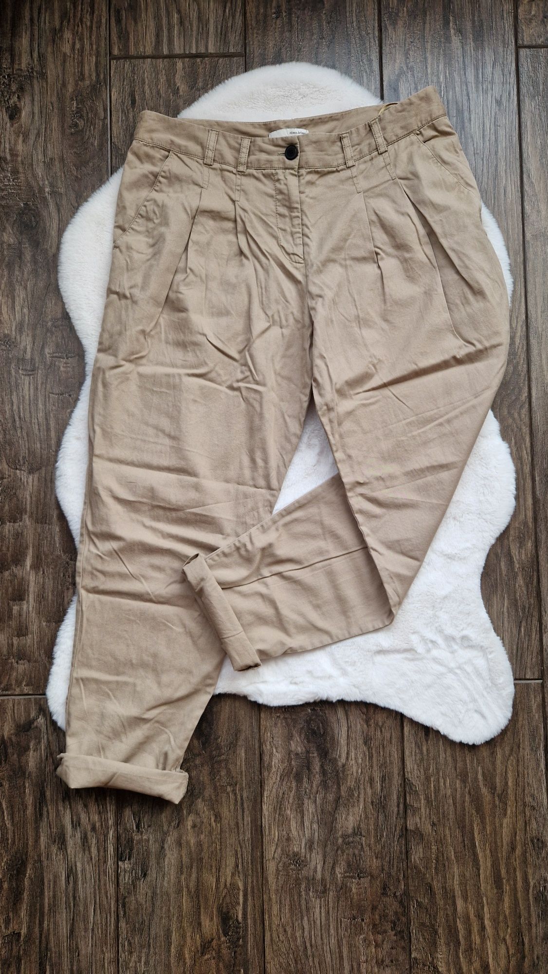 Beżowe damskie spodnie chinosy do kostek, River Island 40/L