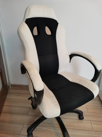 Krzesło biurowe fotel biało-czarne obrotowe bardzo wygodne