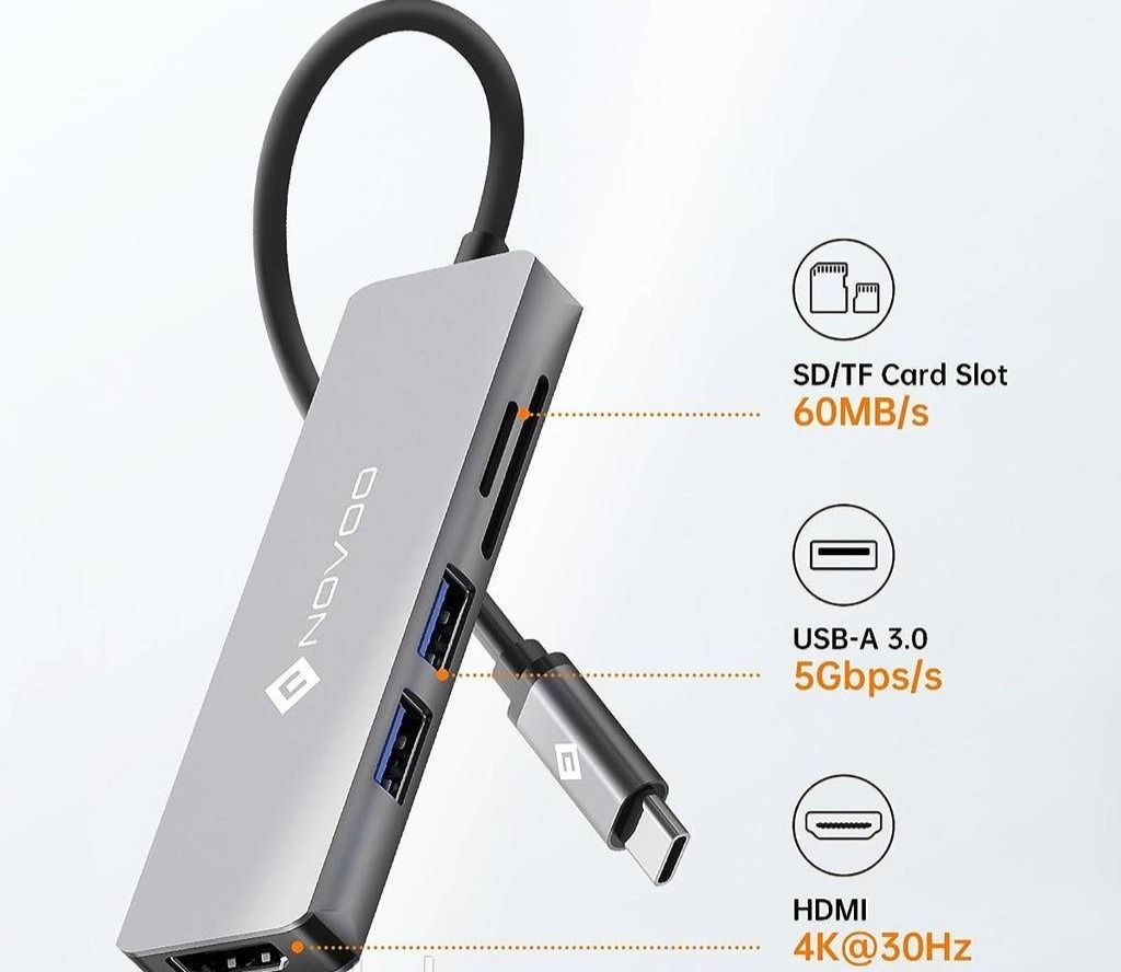 NOVOO USB C  Hub 5 в 1 HDMI 4k 2 порти USB