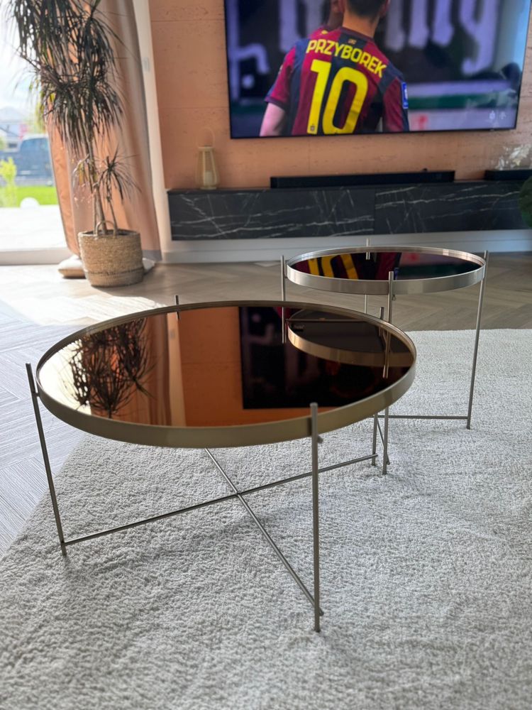 Zestaw dwóch stolików kawowych 64cm i 46 cm miedziany