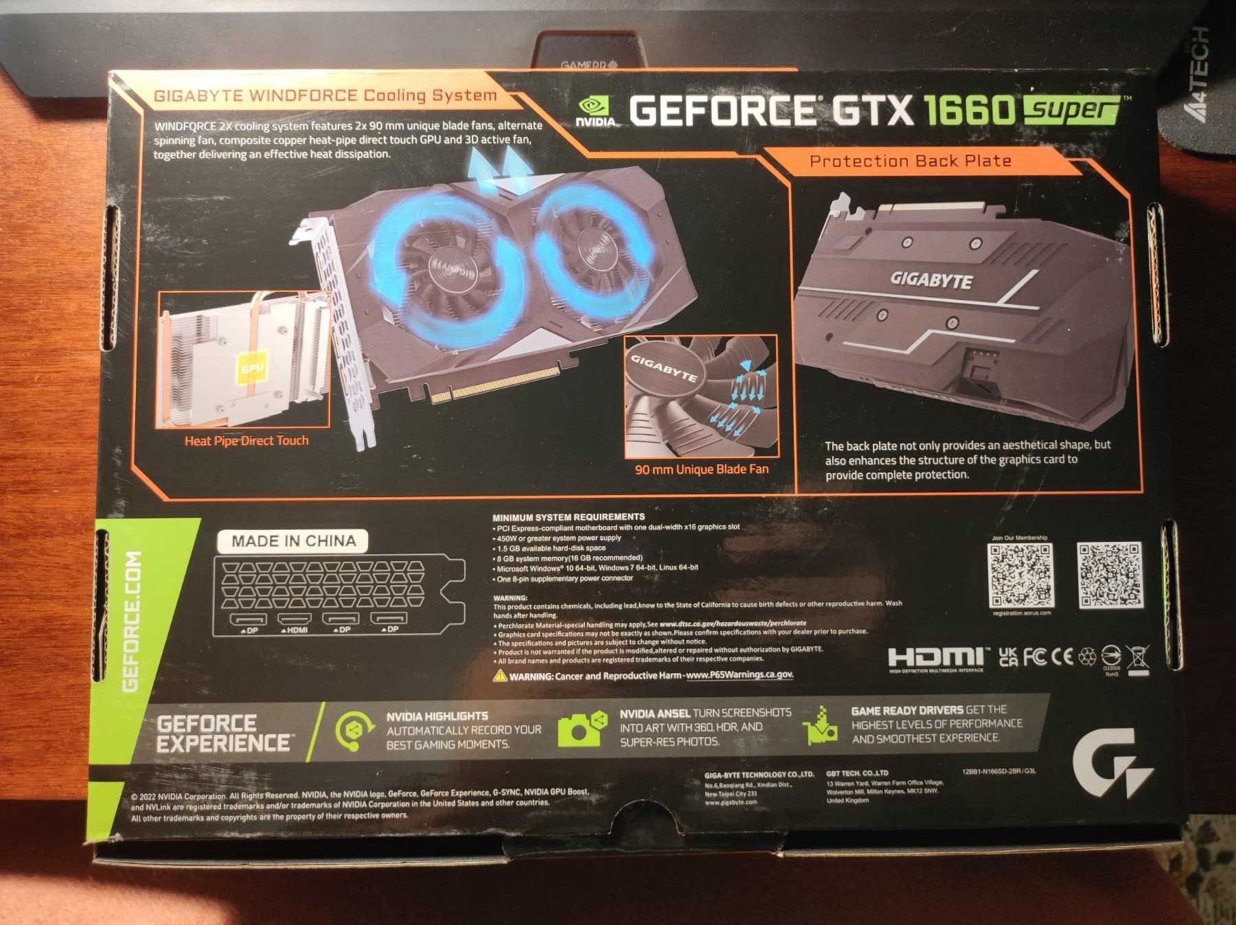 Видеокарта Gigabyte PCI-Ex GeForce GTX 1660 Super D6 6G 6GB GDDR6