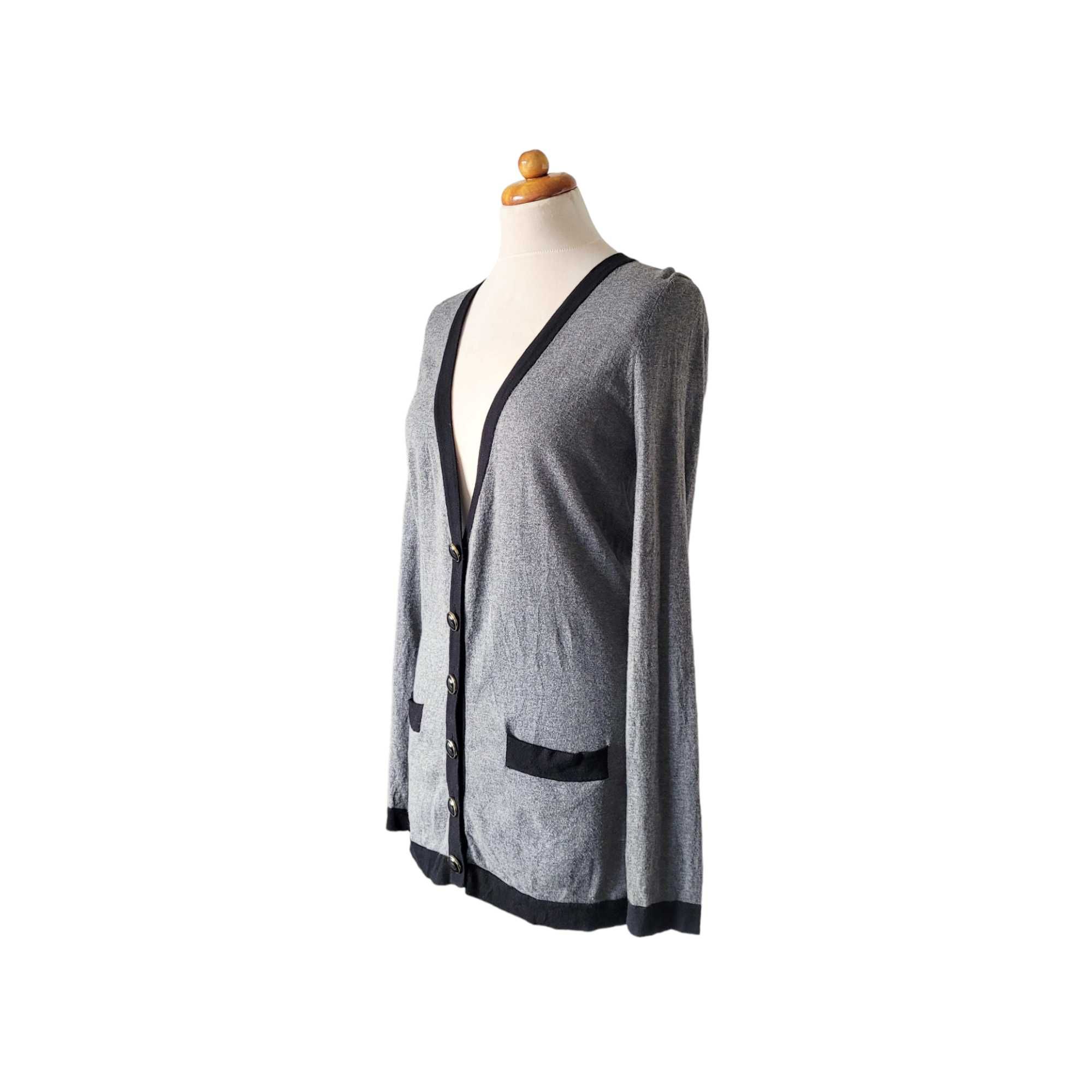 Szary kardigan damski sweter vintage retro M Next 85% bawełna 9% wełna