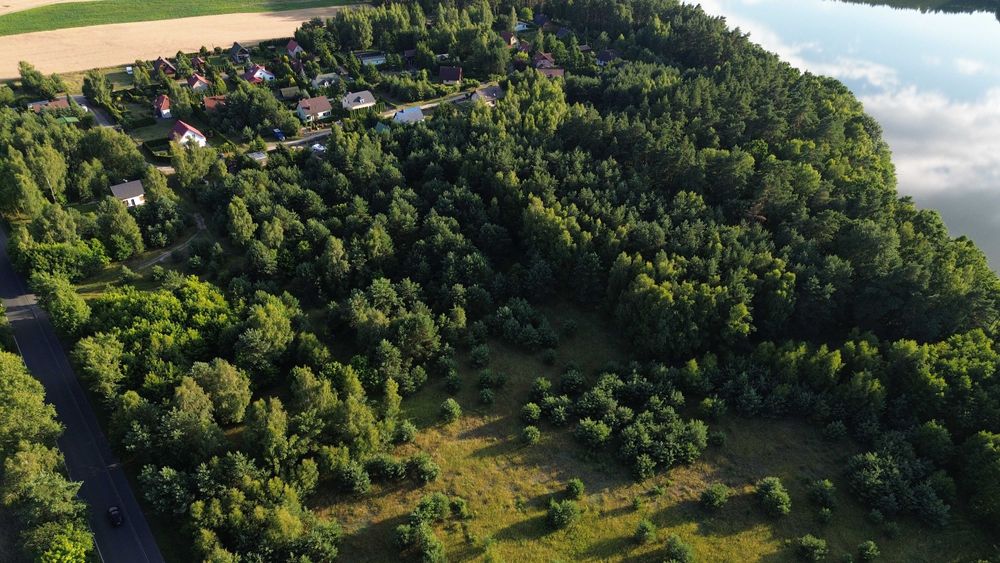 Działka pod zabudowę, las z linią brzegową