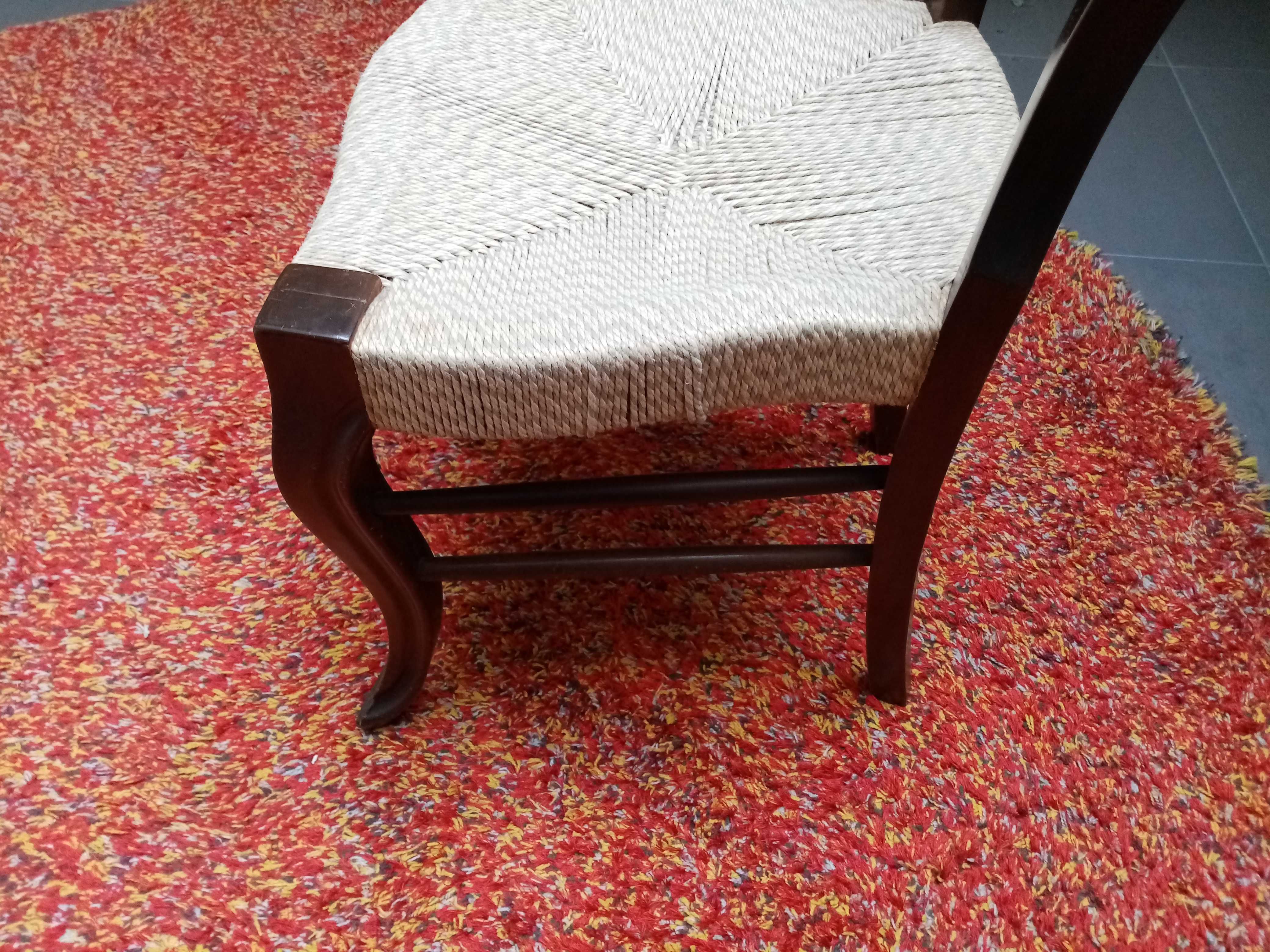 Cadeira Madeira Vintage Anos 80 Assento em Palha