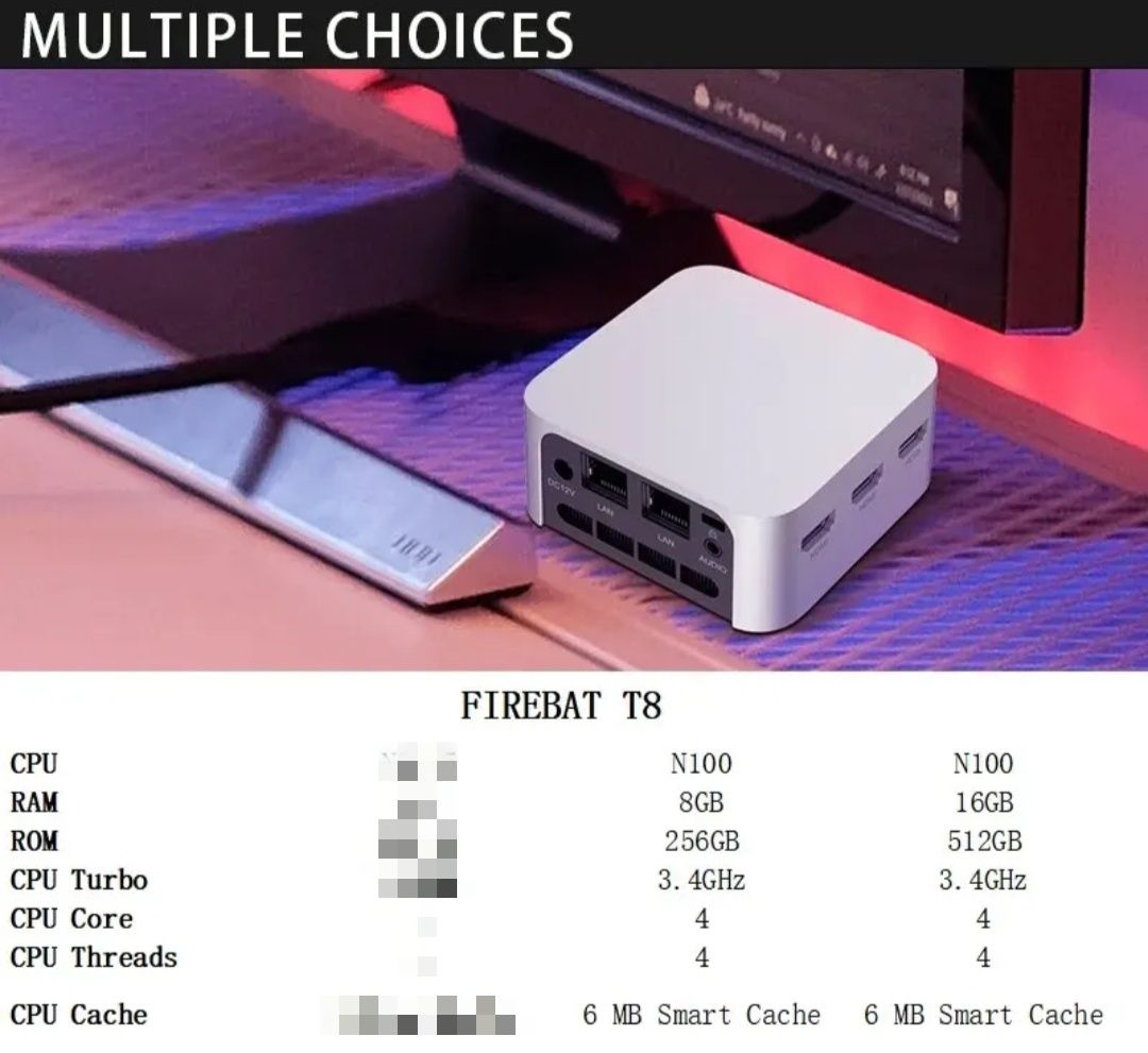 [NOVO] FIREBAT T8 Pro Plus Mini PC Intel Celeron N100 Computador