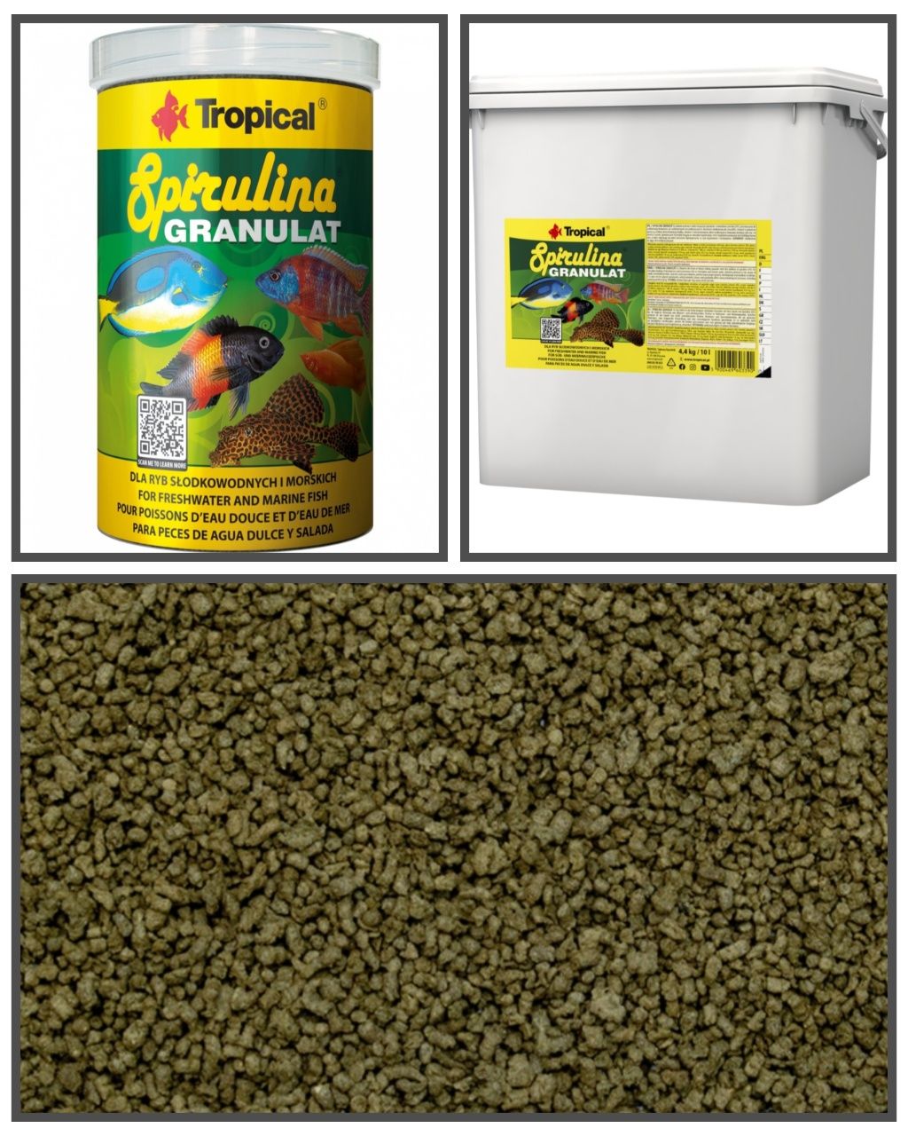 Tropical Spirulina granulat для цихлид и донных рыб 100г = 90 гривен