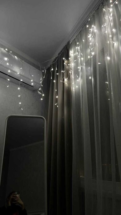 ТОП! Вулична гірлянда мішура роса на ялинку. Тепле біле світло.