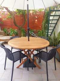 Mesa jantar exterior teca redonda 120 cm