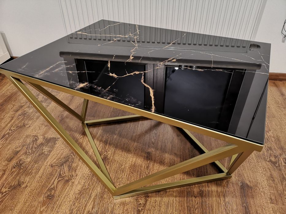 Stolik kawowy diament szklany blat loft glamour