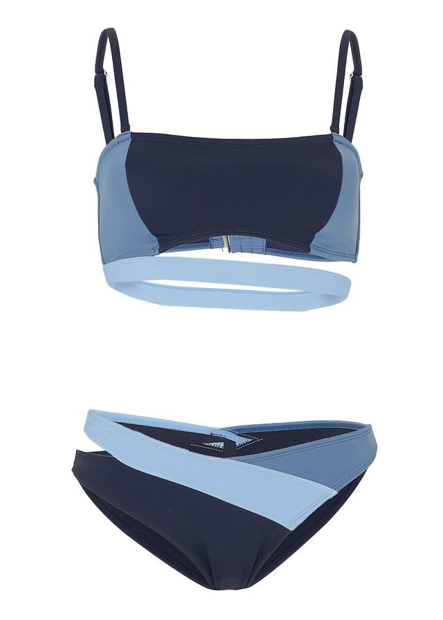 B.P.C bikini granatowo niebieskie bandeau z figami r.38