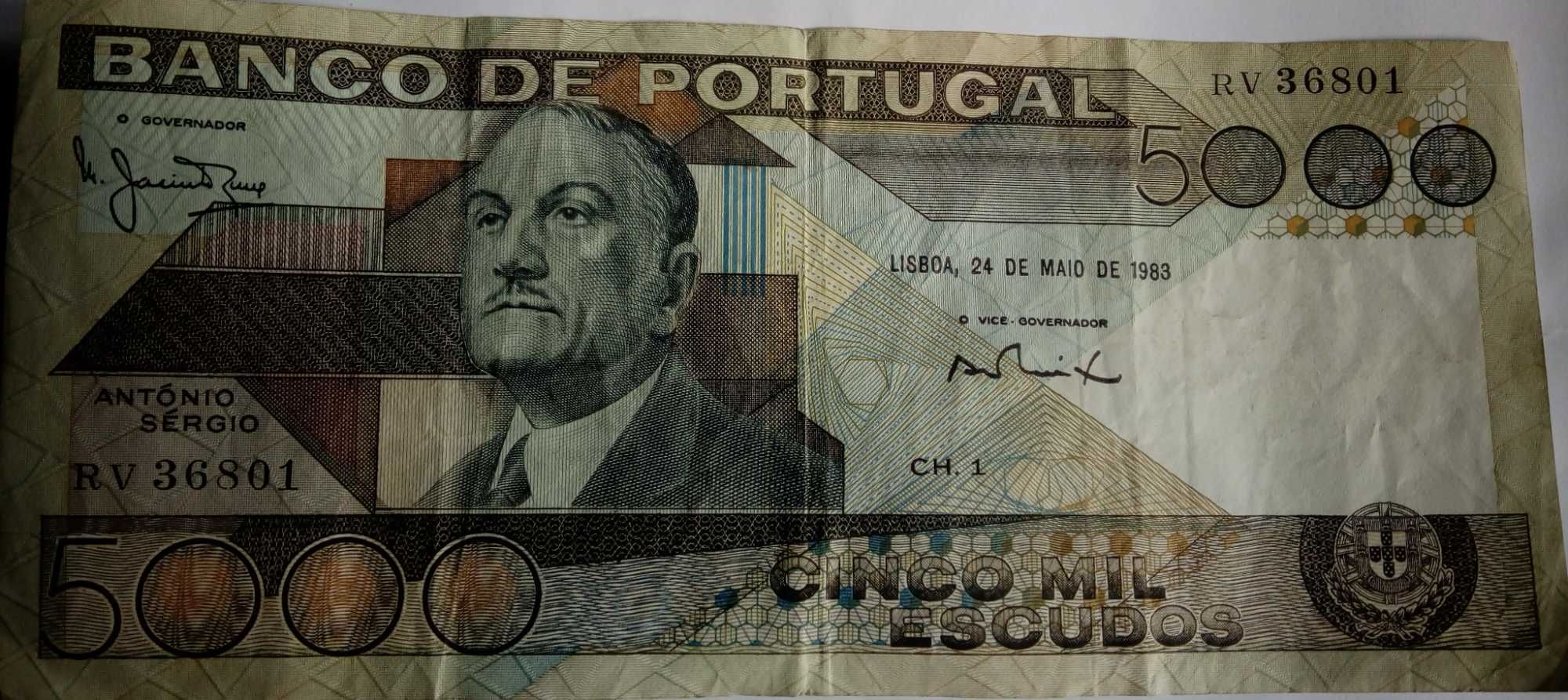 Nota 5000$00 António Sérgio 1983