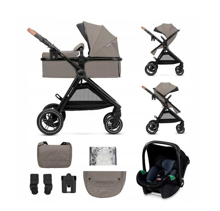 Wózek 3w1 Kinderkraft ESME z fotelikiem Mink Pro i-Size Beige beżowy