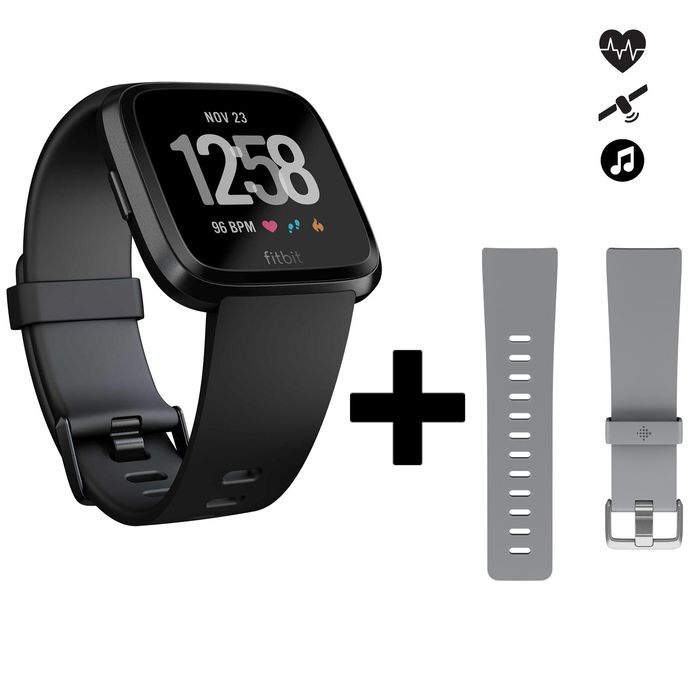 Smartwatch com Sensor Cardio Pulso Corrida Versa Preto + Pulseira
