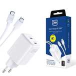 Ładowarka sieciowa 3mk Hyper Charger PD GaN 45W z kablem USB-C - biała