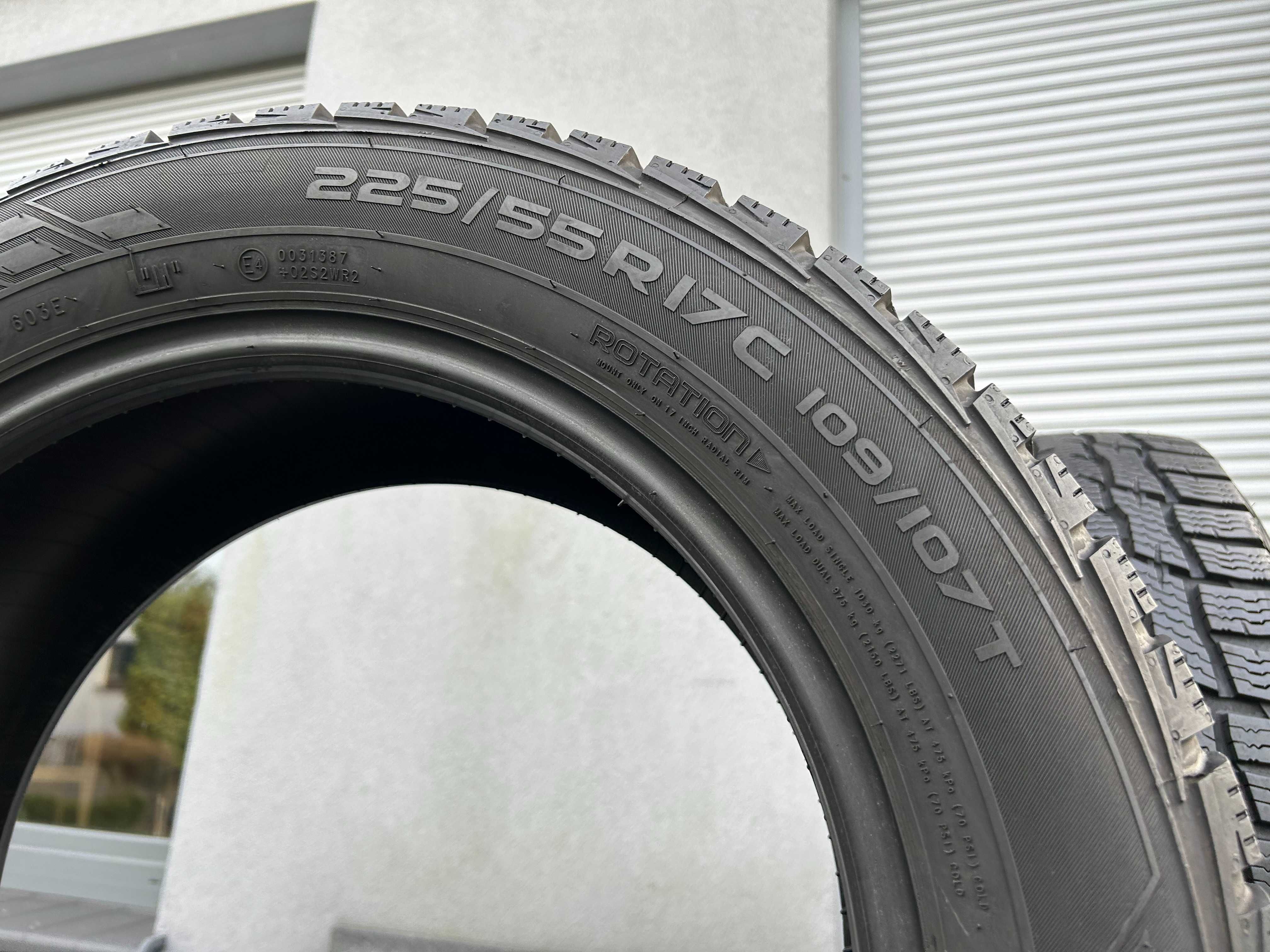 2 szt zimowe 225/55R17C Nokian 8,2mm 2019r świetny stan! fv23% Z1578