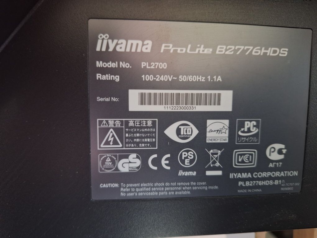 Monitor IIYAMA ProLite82776HDS 27"