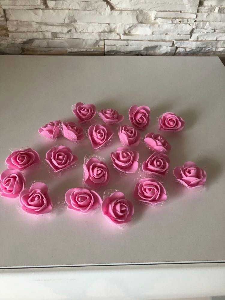 Różyczki dekoracyjne różowe NOWE - komplet 20szt.