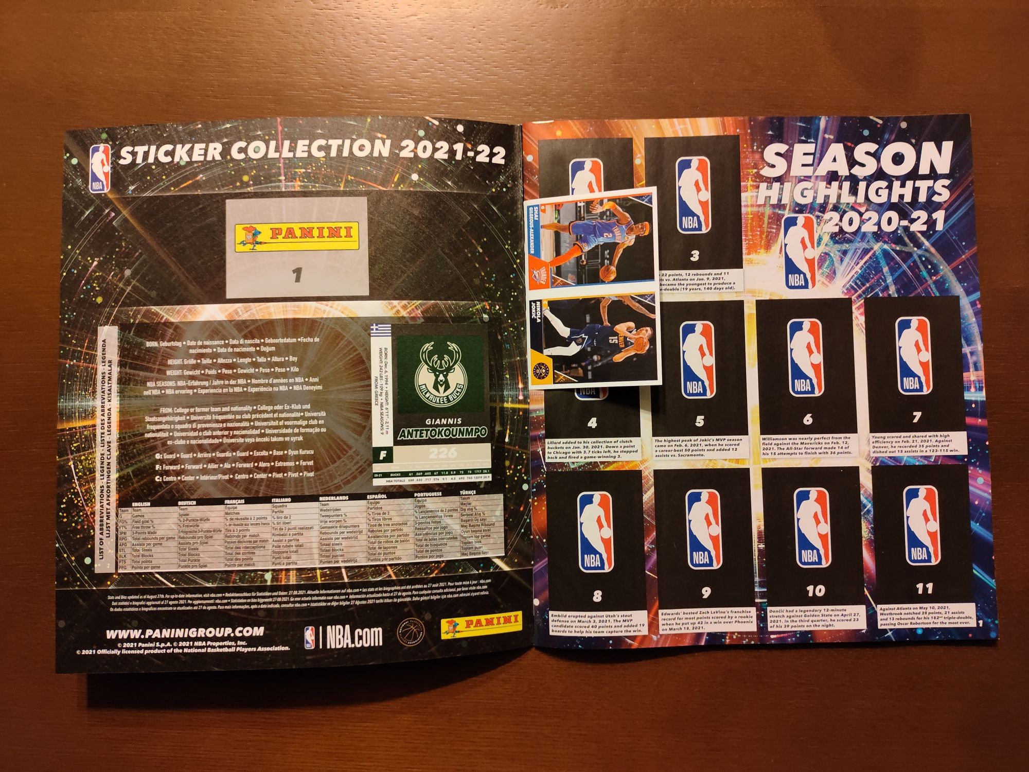 Caderneta Basquetebol NBA 2021/2022 + 91 Cromos