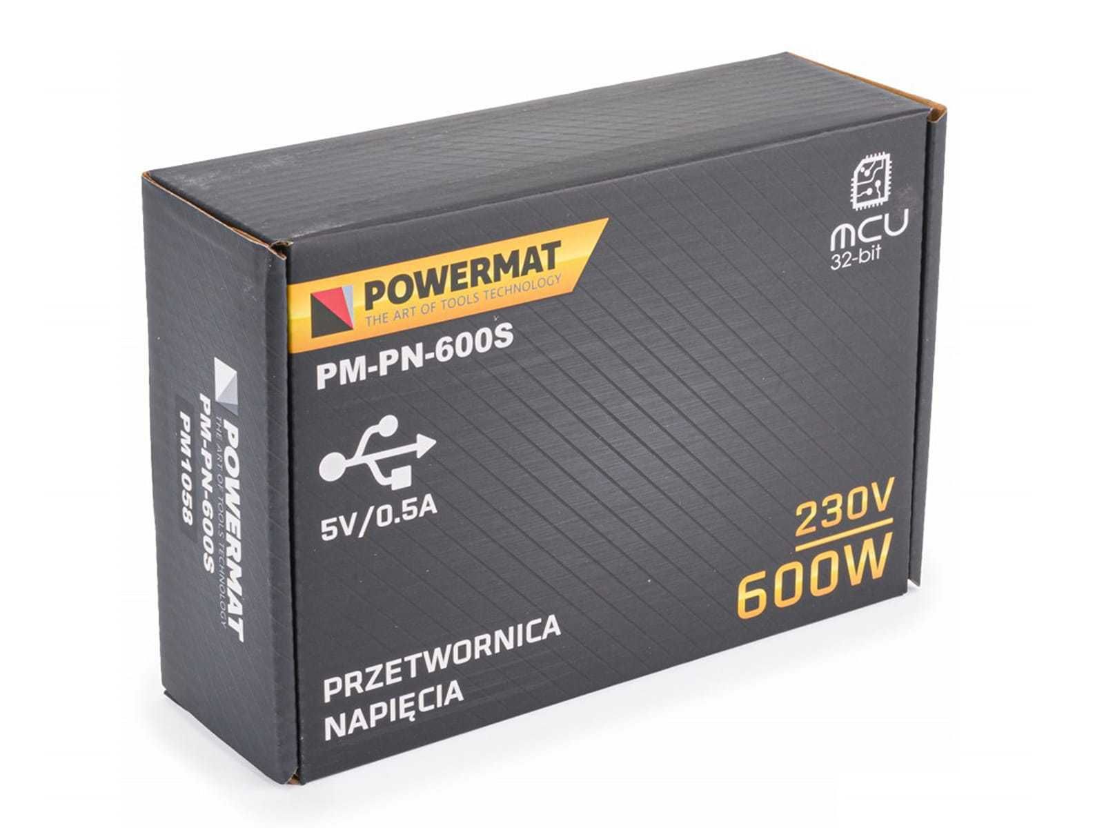 POWERMAT Przetwornica Napięcia Samochodowa 12v 230v 600w