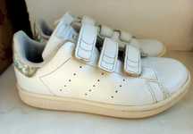 Детские кожаные кроссовки Adidas Stan Smith, 31.5 на низкий подъем.